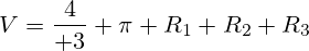 V={4\over 3} \pi R_1 R_2 R_3
