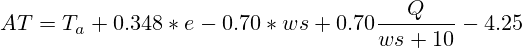 AT=T_a+0.348*e-0.70*ws+0.70\frac{Q}{ws+10}-4.25