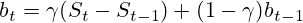 b_t = \gamma (S_t - S_{t-1}) + (1-\gamma)b_{t-1}