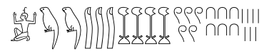 Große Zahl in altägyptischen Hieroglyphen. Die Inschrift lautet 1 234 567.